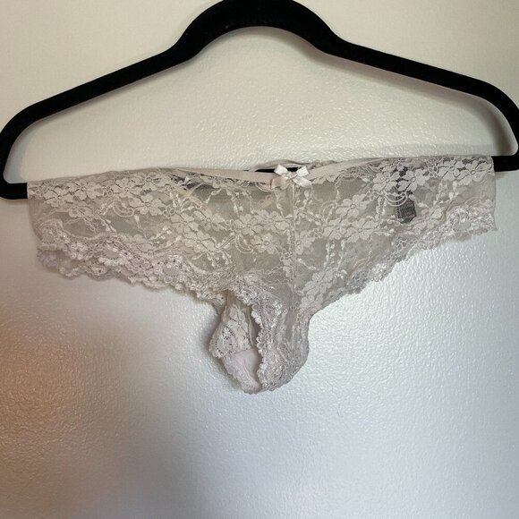 NEW L Victoria Secret Lacy White Lingerie Panty - Picture 1 of 7